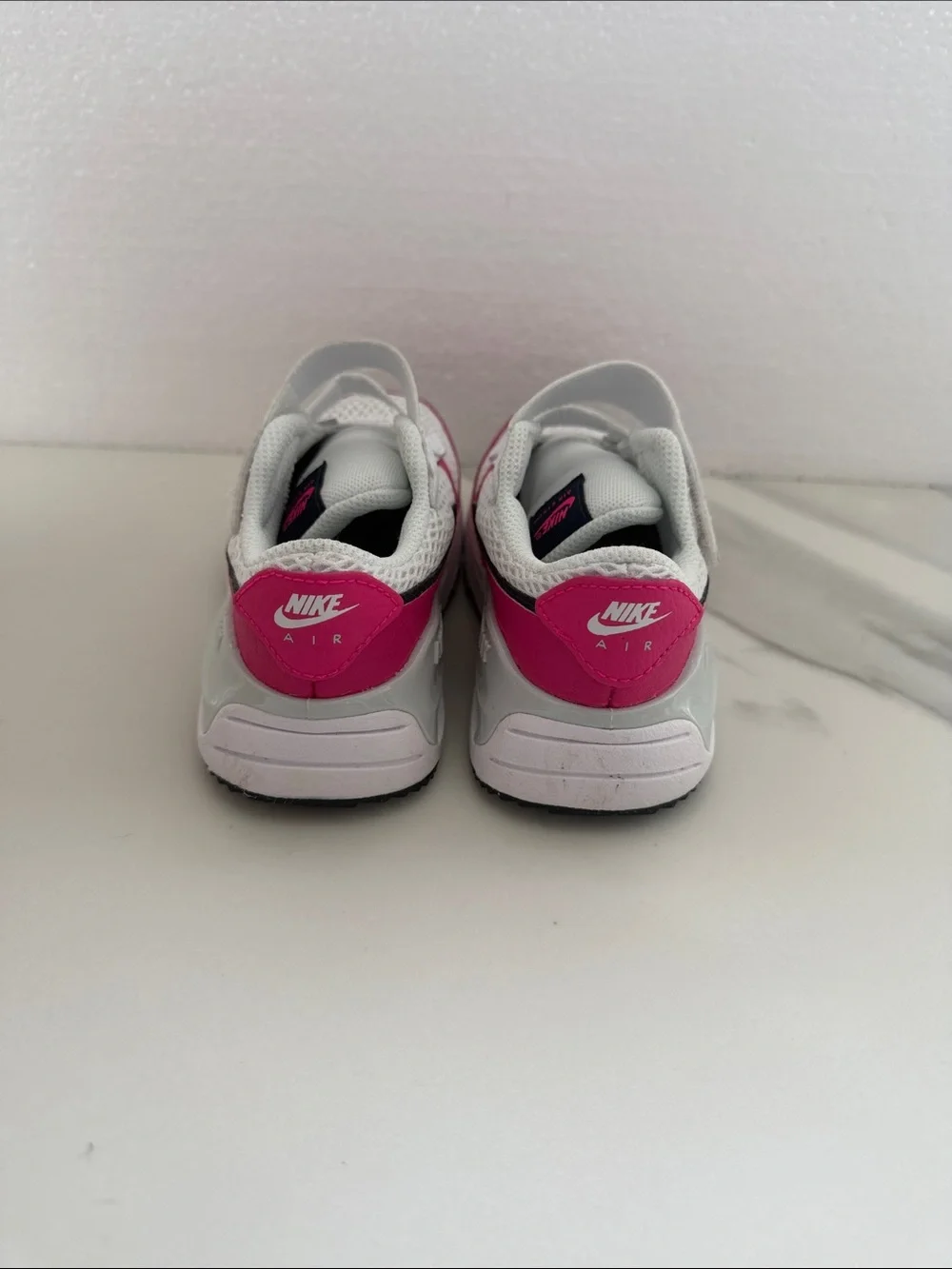 Nike Kids Air Max White & Hot Pink Velcro Sneakers